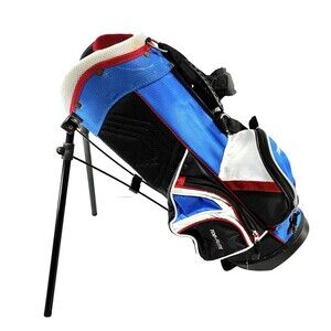 Top Flite Junior Youth 5 Way Divider Blue & Black Golf Bag with Harness Stand